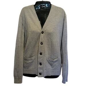 J.Crew 100% Merino Wool Slim Cardigan Gray Sweater Women M Pockets Quiet Luxury